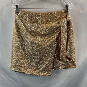 House of Harlow 1960 Champagne Sparkle Wrap Mini Skirt
